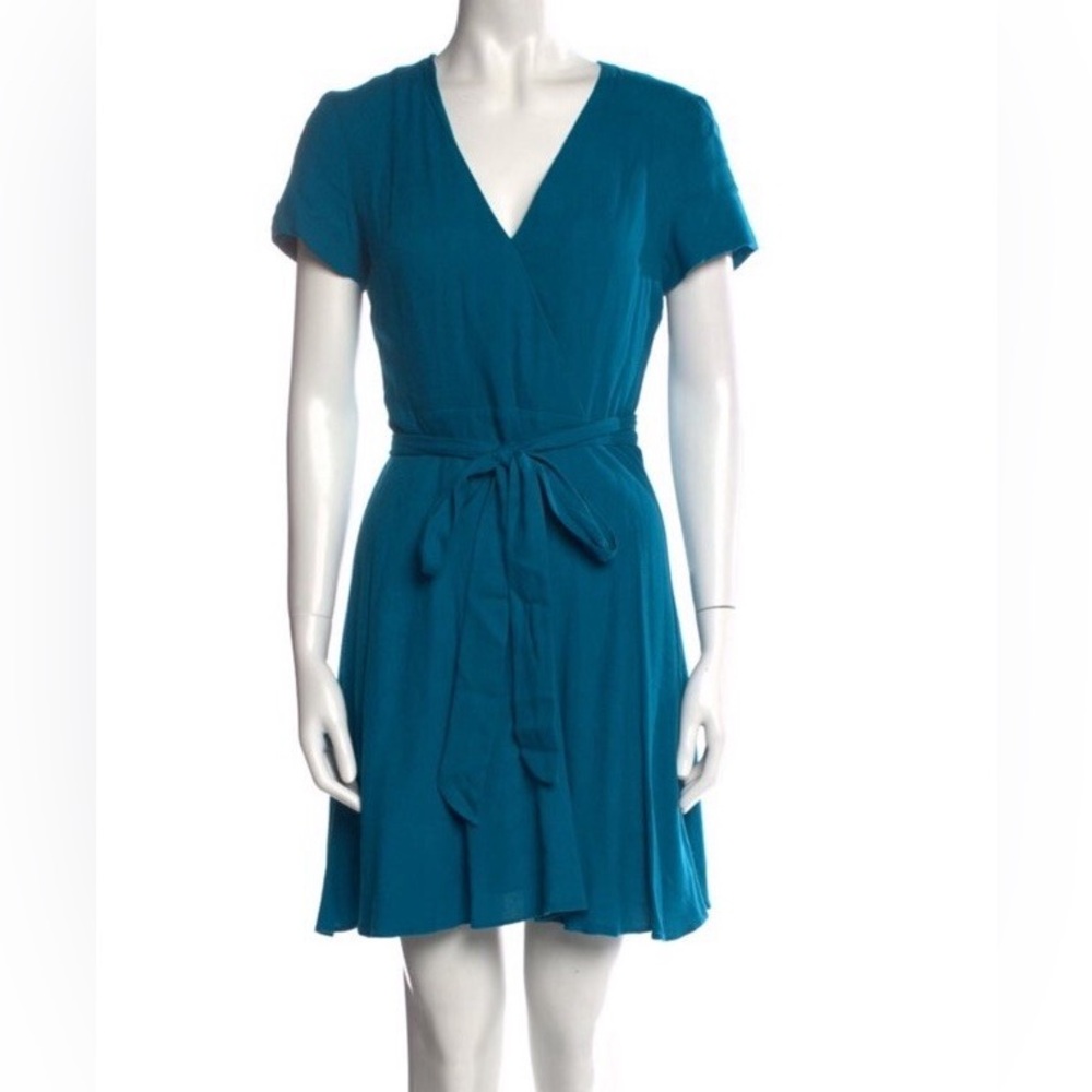 Alice + Olivia Teal Wrap Mini Dress